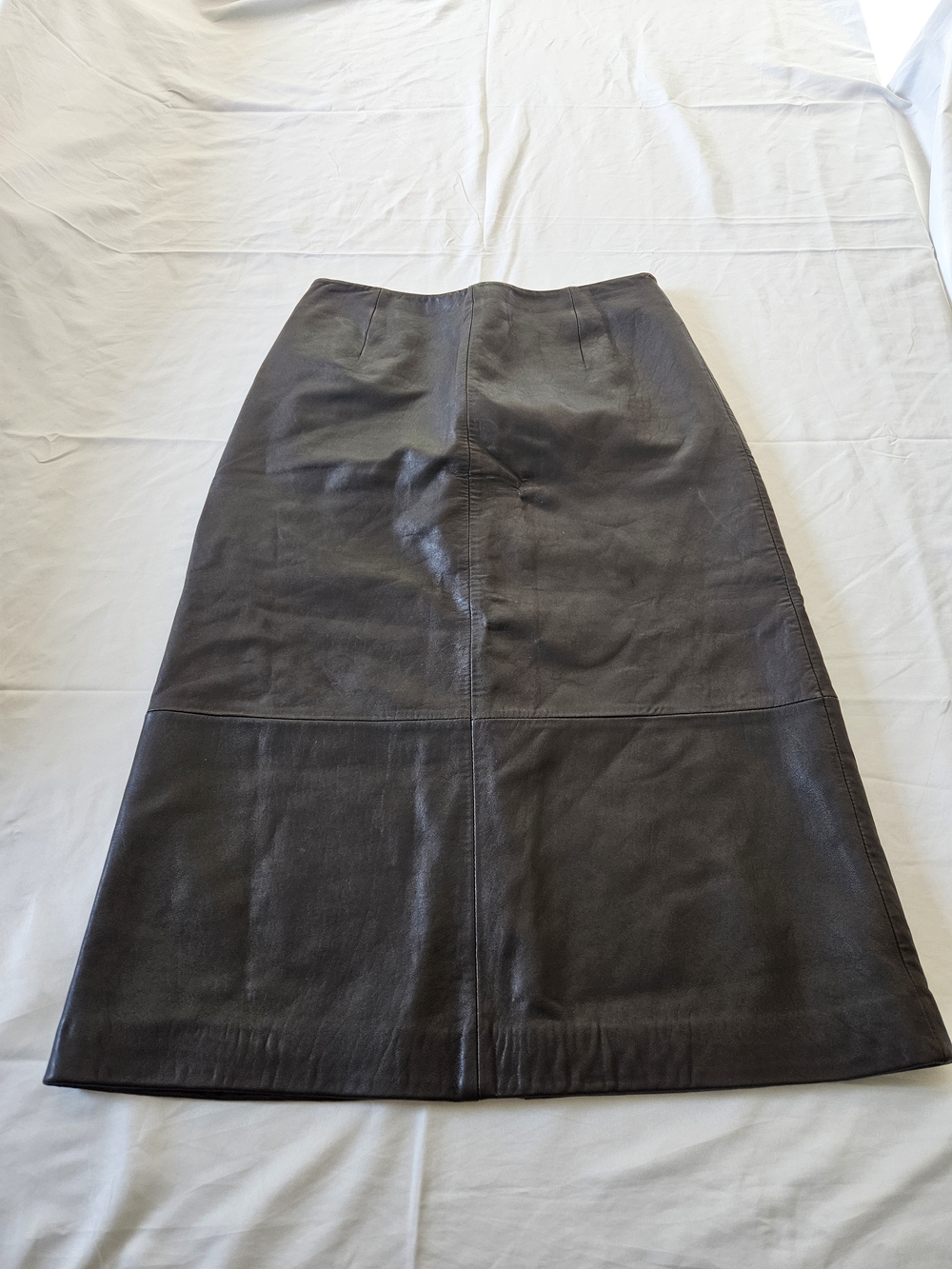 Eddie Bauer Dark Brown 100% Lamb Leather Midi Skirt